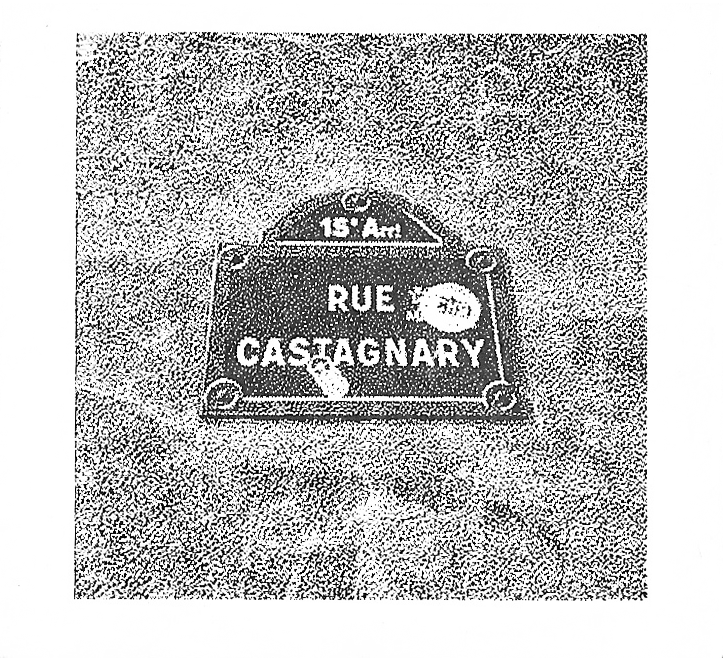 panneau de la rue castagnary en noir et blanc