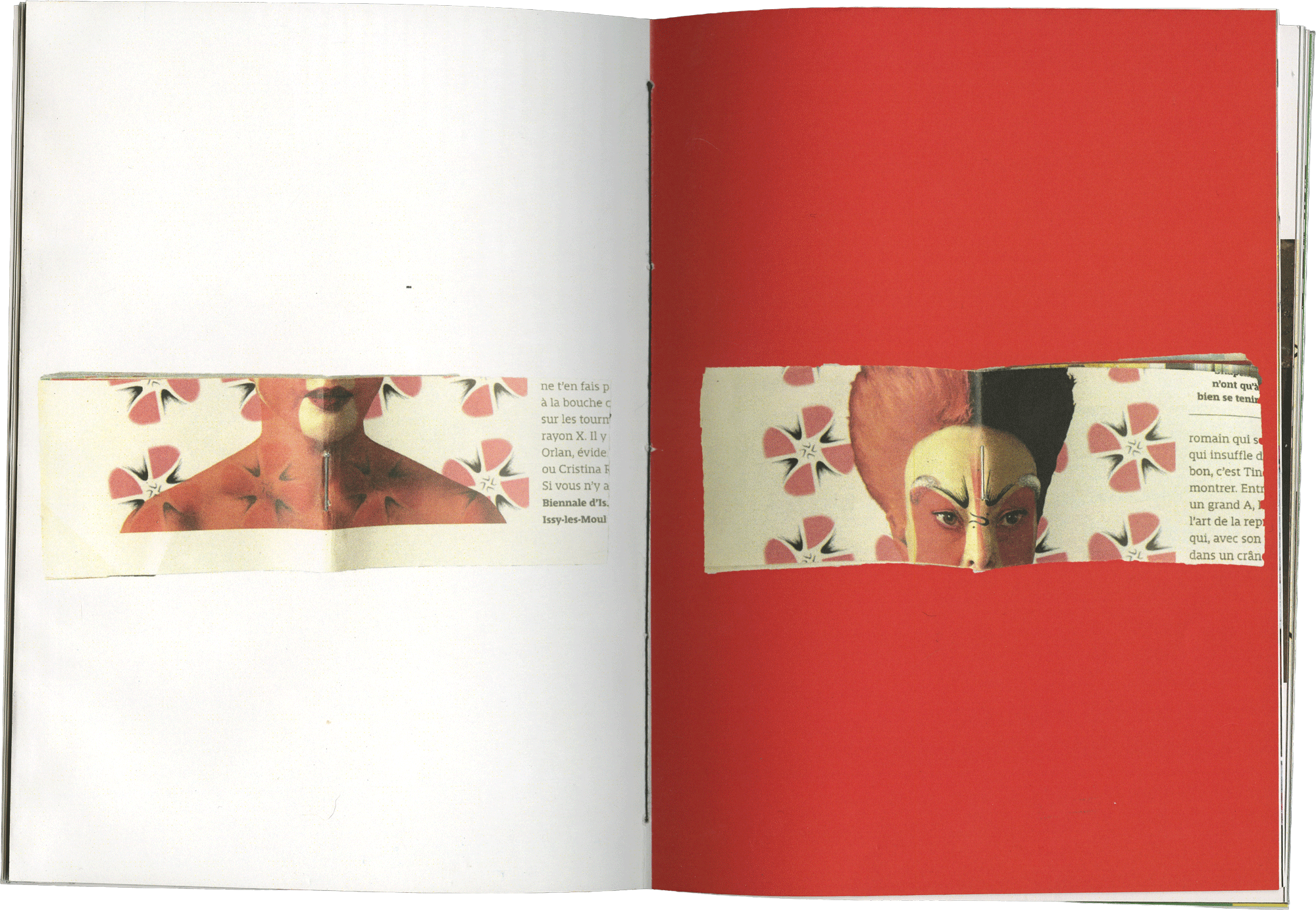 scan d'une double page de l'édition montrant une photo artistique rouge