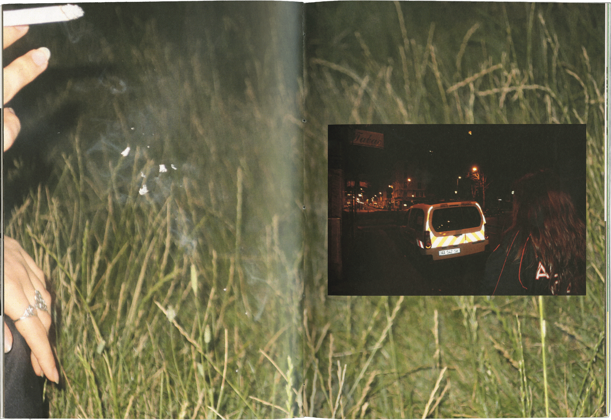 scan d'une double page de l'édition montrant un montage de deux photos personnelles